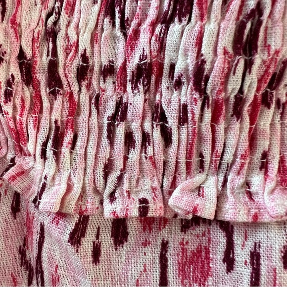 ZARA NWT 2024 Pink Linen Blend Printed Midi Dress Ruched Elastic Top Size XL - Picture 8 of 13